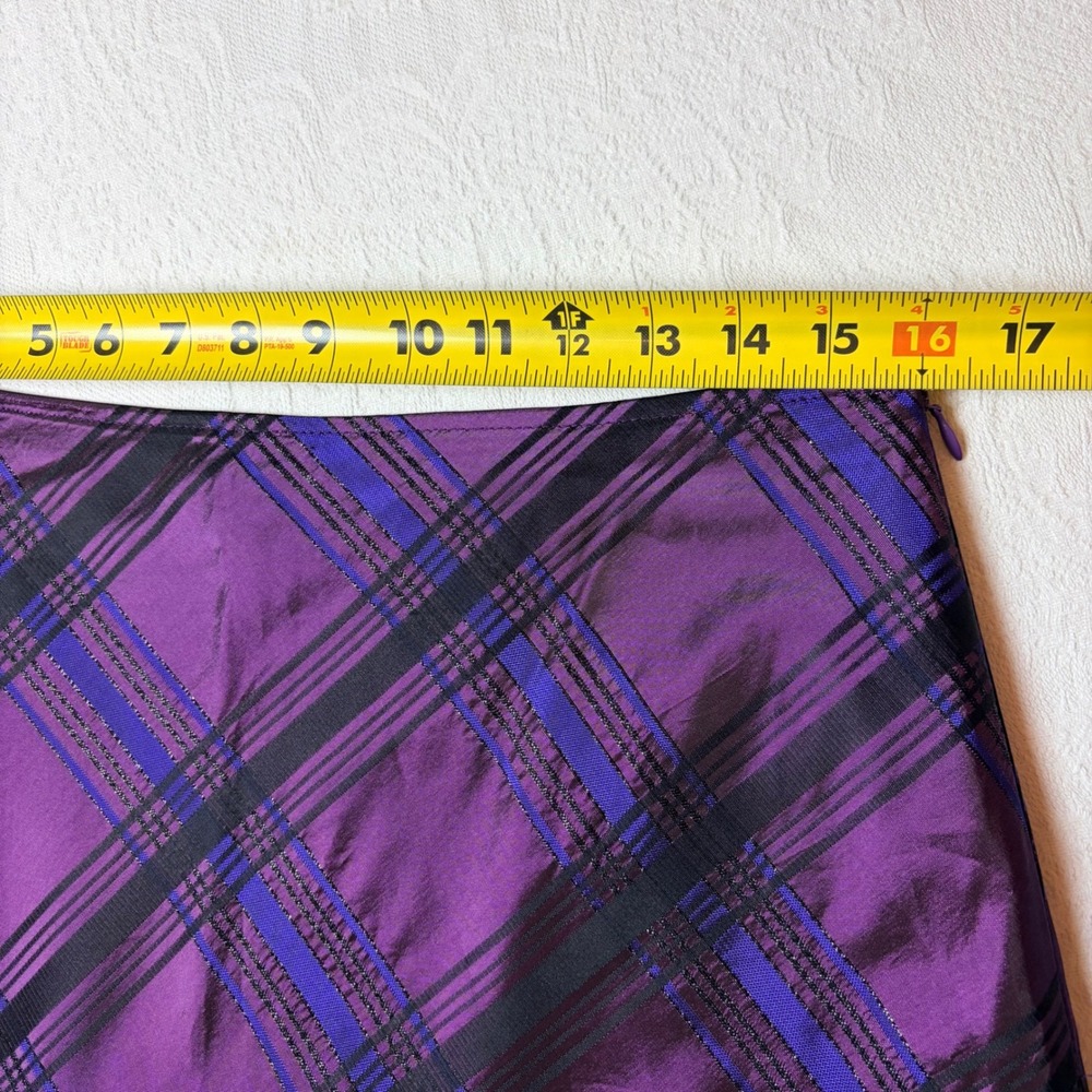 JS Boutique Purple Plaid Metallic Maxi Skirt Size 12 A-Line Formal Holiday - Picture 7 of 11